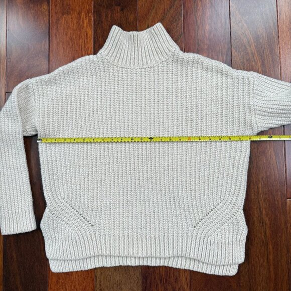 Ann Taylor Merino Wool Blend Chunky Sweater Mock Neck Rib-Knit Cream Size L - Picture 8 of 9